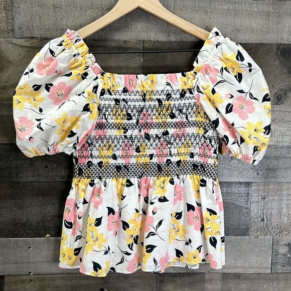 Kate Spade Lily Blooms Puff-sleeve Top - Picture 3 of 7